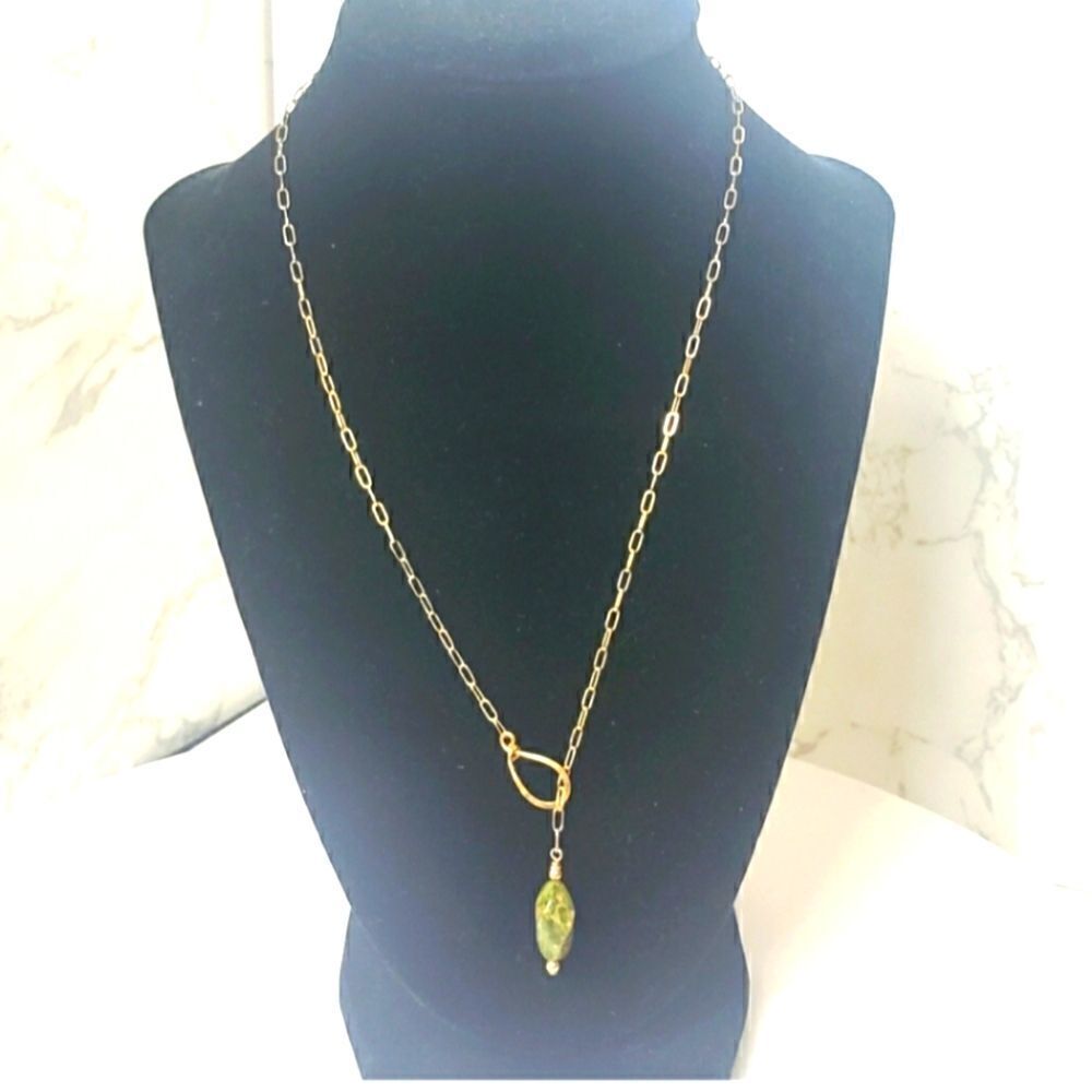 ARTISAN MINIMALIST Paperclip Chain w/Tumbled Stone Charm Pendant